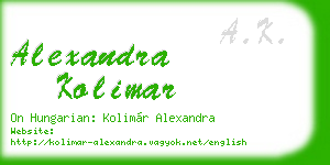alexandra kolimar business card