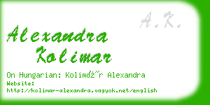 alexandra kolimar business card